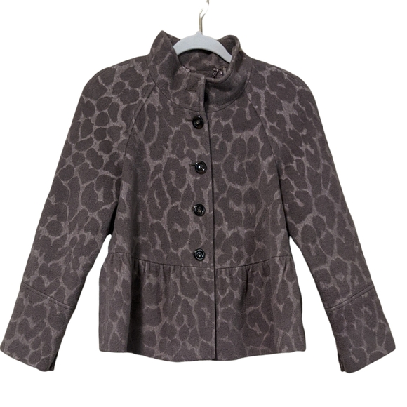 Rebecca Taylor giraffe leopard print button front wool angora blend blaz… - Picture 6 of 10